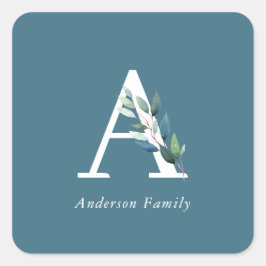 繊細な植物性モノグラム スクエアシール