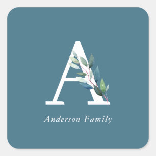 繊細な植物性モノグラム スクエアシール