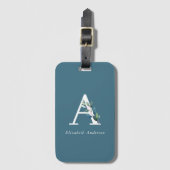 繊細な植物性モノグラム ラゲッジタグ (正面縦)