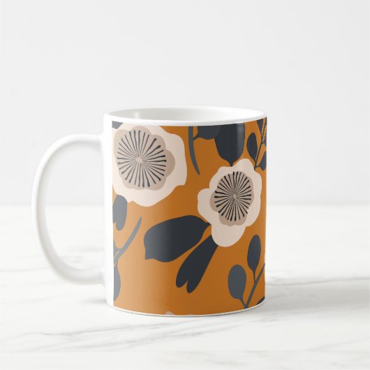 繊細な植物性ヴィンテージ花柄 コーヒーマグカップ (左)