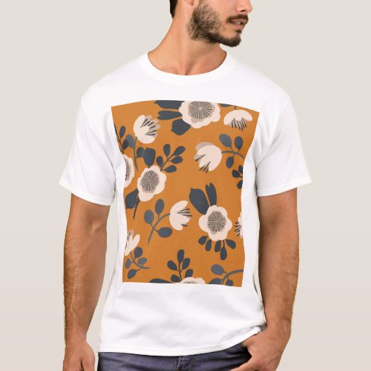 繊細な植物性ヴィンテージ花柄 Tシャツ (正面)