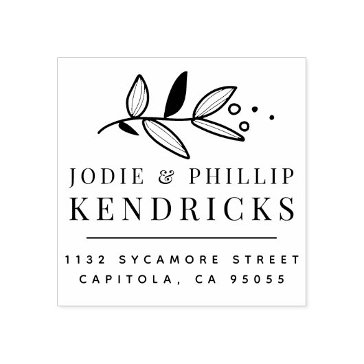 繊細な植物性結婚したカップル差出人住所 ラバースタンプ (インプリント)