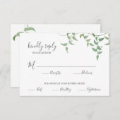 繊細な植物結婚のヴィンテージ緑RSVP エンクロージャーカード (正面/裏面)