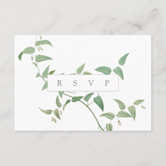 繊細な植物結婚のヴィンテージ緑RSVP エンクロージャーカード (裏面)