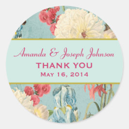 繊細な植物結婚式ありがとうラウンドステッカー ラウンドシール