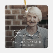 繊細な母おばあちゃんメモリアル黒いオーバーレイ写真 セラミックオーナメント (正面)