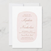 繊細な水の色パステル赤面ピンク結婚ズ 招待状 (正面)