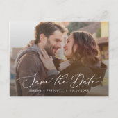 繊細な水平フォトオーバーレイ日付を保存 インビテーションポストカード (正面)