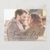 繊細な水平フォトQRコード日付を保存 インビテーションポストカード (正面)