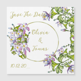 繊細な水彩のカラーの花束 マグネット招待状