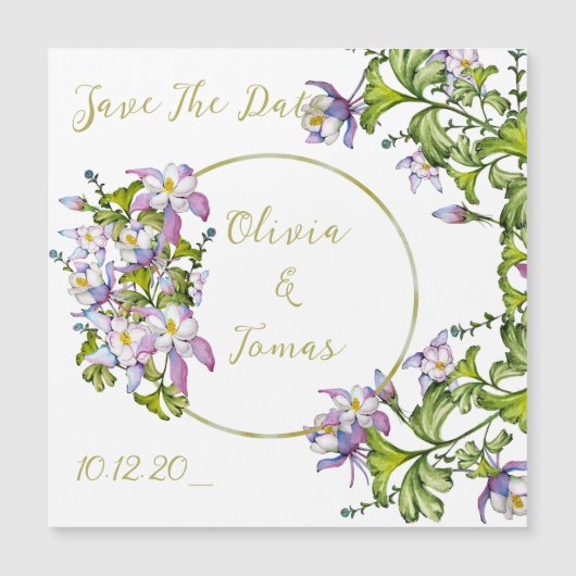 繊細な水彩のカラーの花束 マグネット招待状 (正面)