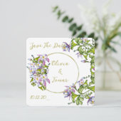 繊細な水彩のカラーの花束 招待状 (スタンド正面)