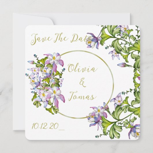 繊細な水彩のカラーの花束 招待状 (正面)