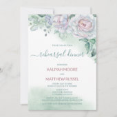繊細な水彩のバラのリハーサルディナー 招待状 (正面)