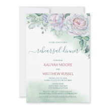 繊細な水彩のバラのリハーサルディナー