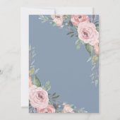 繊細な水彩のバラ | ダスティーブルーの結婚式 招待状 (裏面)