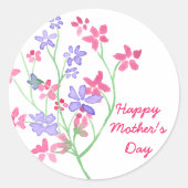 繊細な水彩の花 – ハッピーマザーズ・デイ ラウンドシール (正面)