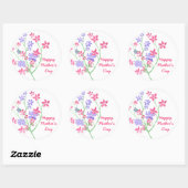 繊細な水彩の花 – ハッピーマザーズ・デイ ラウンドシール (シート)