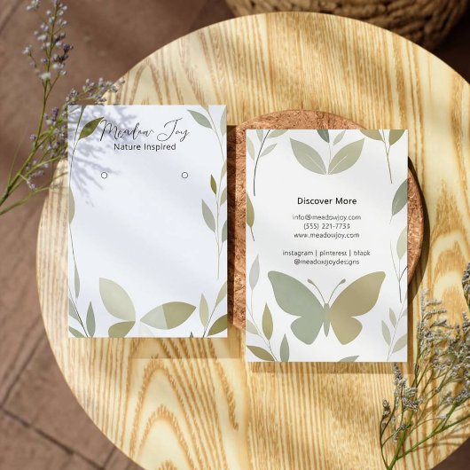 繊細な水彩の葉バタフライアートカード