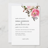 繊細な水彩トロピカルスプリングローズ 招待状 (正面)