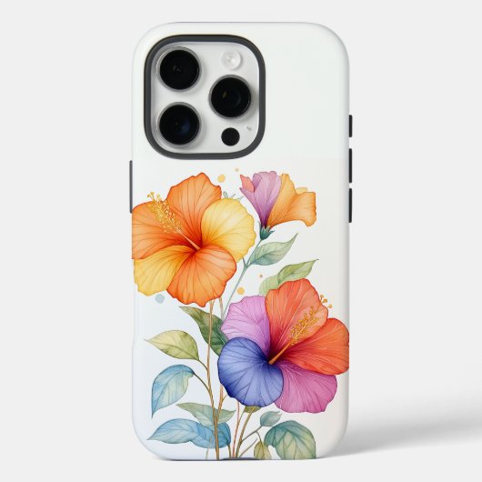 繊細な水彩ハイビスカスブーケ Case-Mate iPhoneケース (裏面)