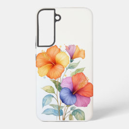 繊細な水彩ハイビスカスブーケ SAMSUNG GALAXY S22+ケース