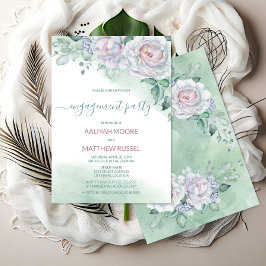 繊細な水彩バラ婚約パーティ 招待状