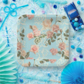 繊細な水彩バラ ペーパープレート (パーティー)