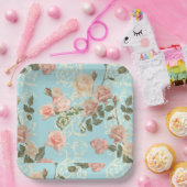 繊細な水彩バラ ペーパープレート (パーティー)