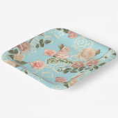 繊細な水彩バラ ペーパープレート (傾斜あり)