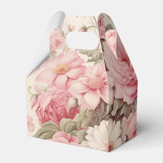 繊細な水彩ピンクのバラ&リンゴの花 フェイバーボックス (正面サイド)