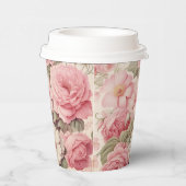 繊細な水彩ピンクのバラ&リンゴの花 紙コップ (右)