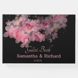 繊細な水彩ピンクの花  ゲストブック
