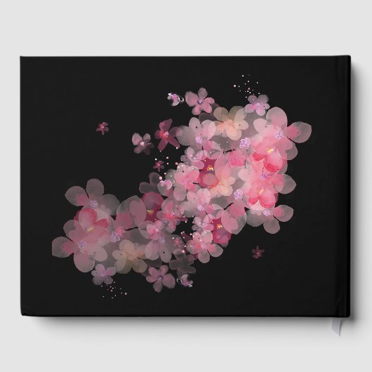 繊細な水彩ピンクの花 ゲストブック (裏面)