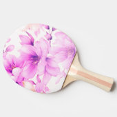 繊細な水彩ピンクの花 卓球ラケット (横)