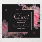 繊細な水彩ピンクフローラ スパークリングワインラベル (シングルラベル)