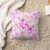 繊細な水彩ピンク色の花 クッション (ブランケット)