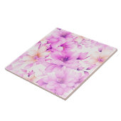 繊細な水彩ピンク色の花 タイル (側面)