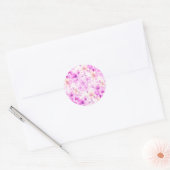 繊細な水彩ピンク色の花 ラウンドシール (封筒)