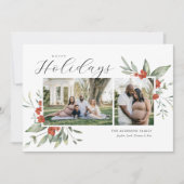 繊細な水彩フローラハッピーホリデーズフォト シーズンカード (正面)