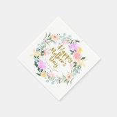 繊細な水彩フローラハッピーマザーズの日 スタンダードカクテルナプキン (角)