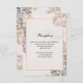 繊細な水彩フローラ結婚式レセプションカード 出欠カード (正面/裏面)