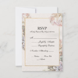 繊細な水彩フローラ結婚式招待状RSVP 出欠カード