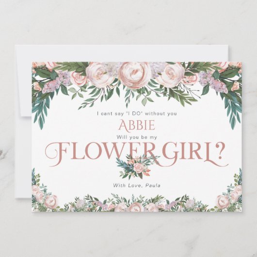 繊細な水彩フローラ開花 招待状 (正面)