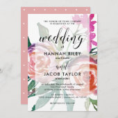 繊細な水彩フローラ(オーバーレイ結婚付) 招待状 (正面/裏面)