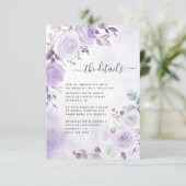 繊細な水彩ラベンダーパープル花模様 エンクロージャーカード (スタンド正面)