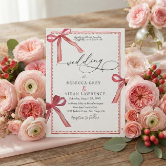 繊細な水彩リボンの結婚式招待状 招待状