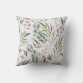 繊細な水彩ワイルドフラワーフローラピンクグリーン クッション (裏面)