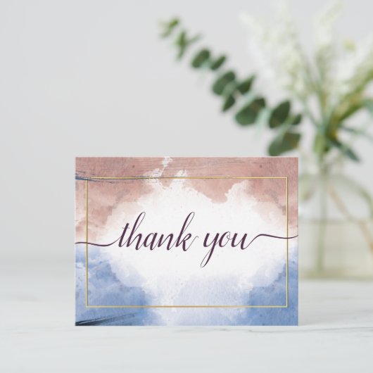 繊細な水彩画が波をほのめかす ありがとう ポスト ポストカード (スタンド正面)