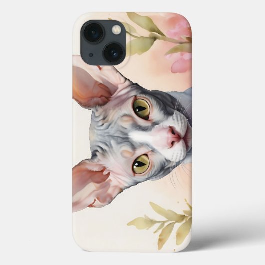 繊細な水彩画のコーニッシュレックスの肖像画 Case-Mate iPhoneケース (裏面)